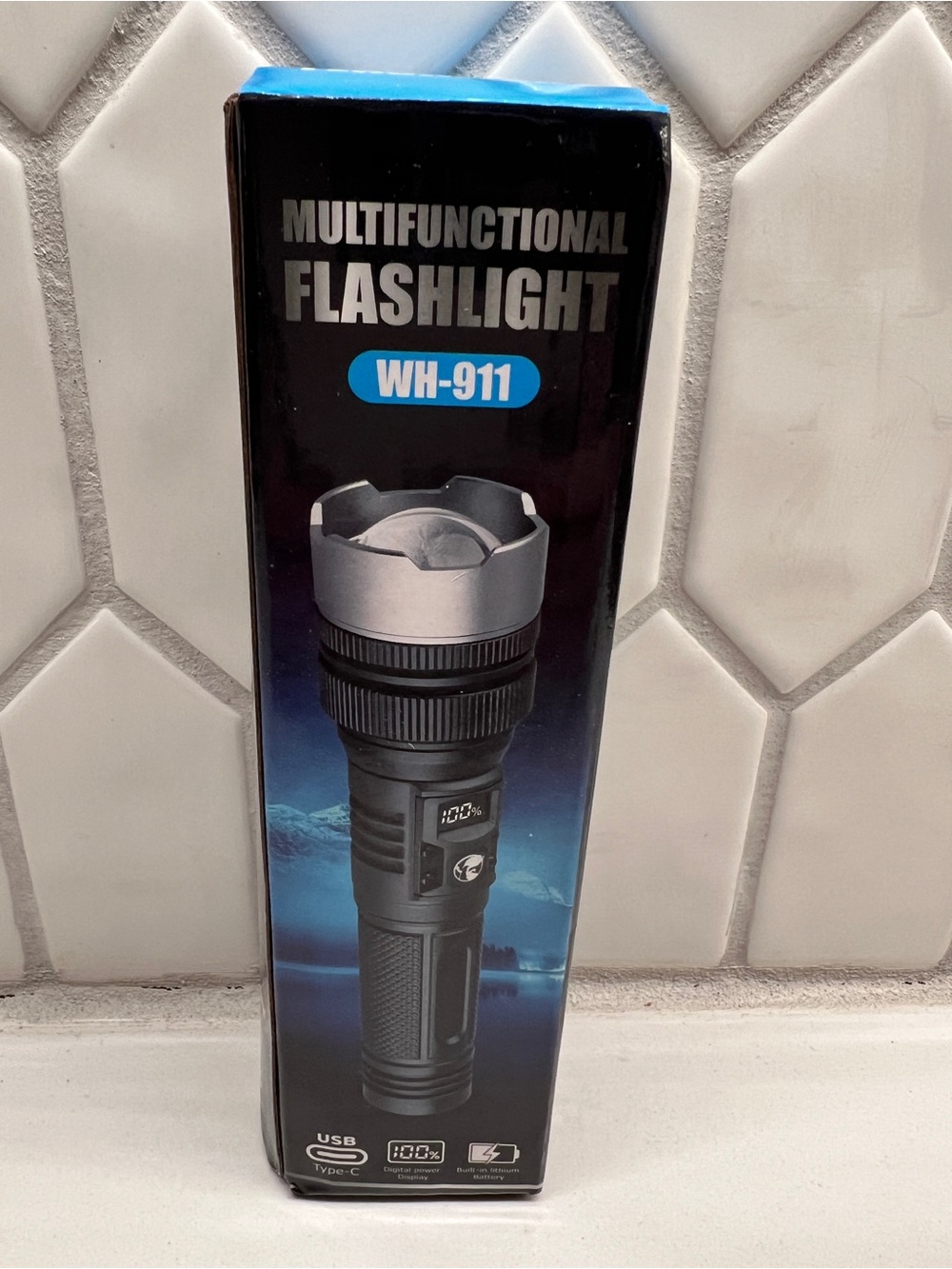 Multifunctional WH-911 Silver & Black Flashlight - Powerful LED Torch